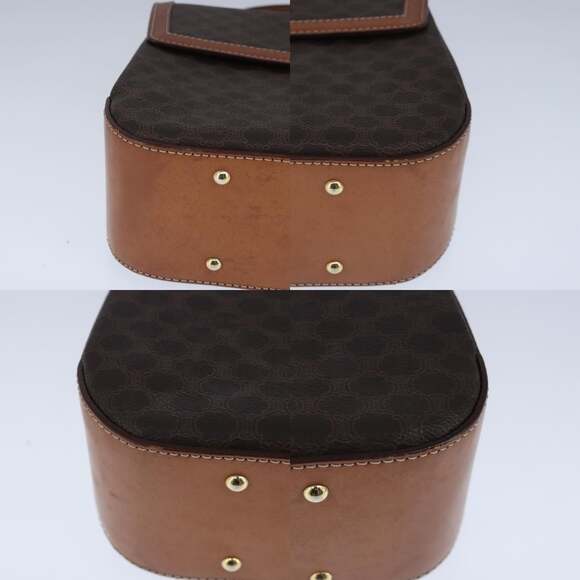 CELINE Macadam Canvas Hand Bag Pvc Leather Brown Gold - Picture 10 of 13